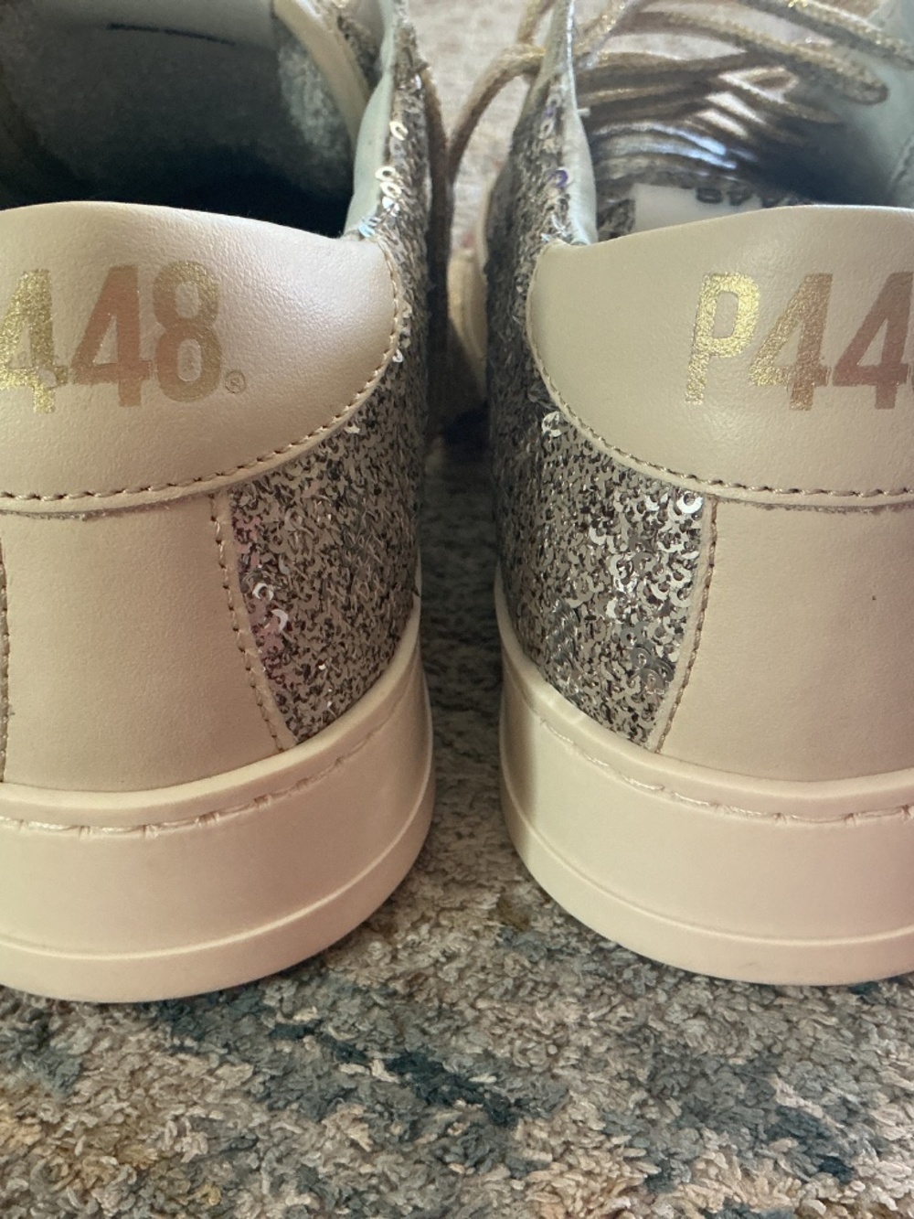 P448 Sequin Sneakers GOLD and CREAM sequin New size 38 - Picture 4 of 6